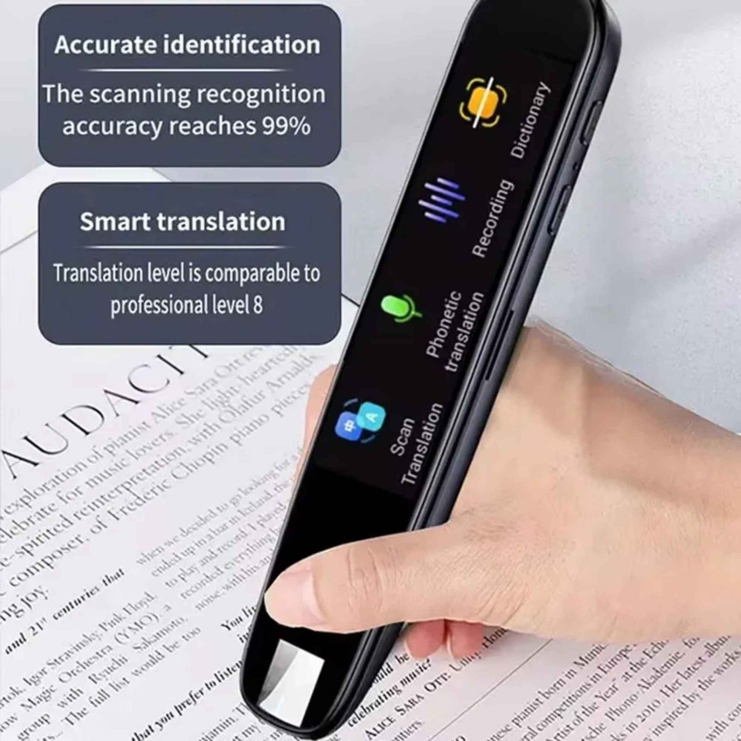 AI Translation Pen Scanner – Offline Dictionary Pen with OCR Text Scanning, Voice & Photo Translation (123 Languages)