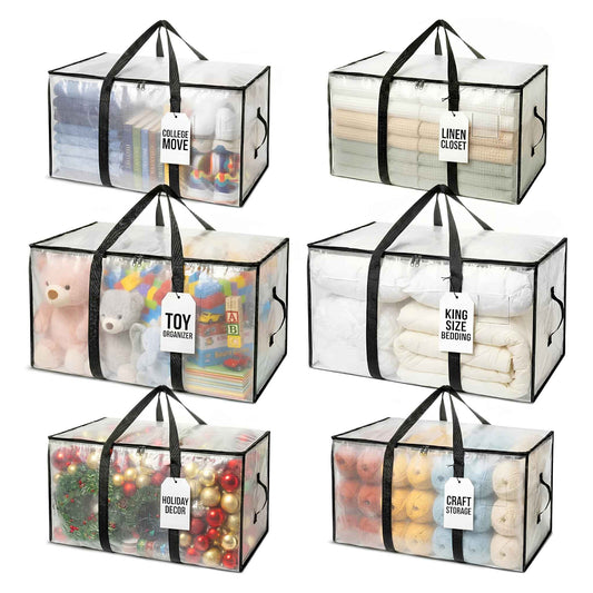 Oversized Moving Bags 6 Pack – Heavy Duty Storage Bags with Backpack Straps for Moving, Storage & Dorms
