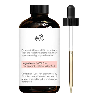 Peppermint Essential Oil – 100% Pure Therapeutic Grade Oil with Dropper (4 fl oz) for Aromatherapy, Diffuser & Relaxation