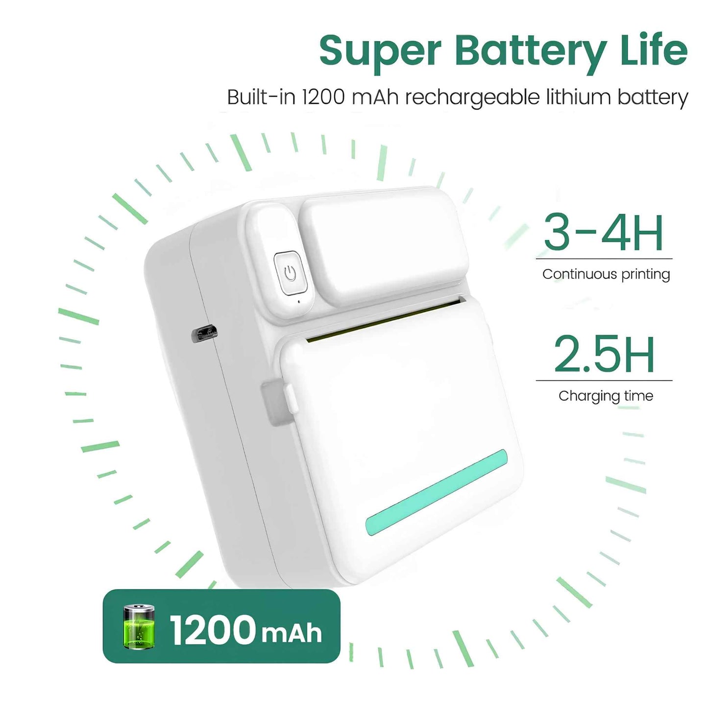 Portable Mini Printer – Bluetooth Thermal Sticker & Label Printer for iPhone & Android