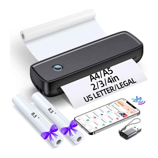 Portable Wireless Thermal Printer – Bluetooth Inkless Printer for iPhone, Android & PC | A4 Letter & Legal Mobile Printer