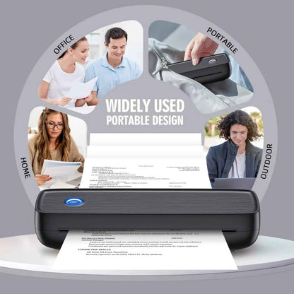 Portable Wireless Thermal Printer – Bluetooth Inkless Printer for iPhone, Android & PC | A4 Letter & Legal Mobile Printer