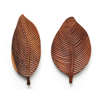 Wooden Leaf Serving Tray – Japanese Style Snack, Fruit & Dessert Plate