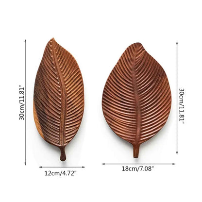 Wooden Leaf Serving Tray – Japanese Style Snack, Fruit & Dessert Plate