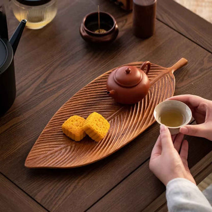 Wooden Leaf Serving Tray – Japanese Style Snack, Fruit & Dessert Plate