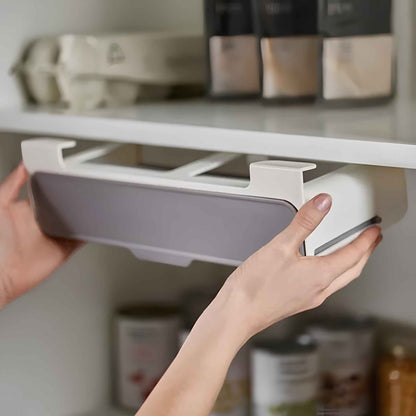 Self-Adhesive Kitchen Spice Rack – Wall-Mounted Under Shelf Spice Organizer for Kitchen Storage & Space Saving