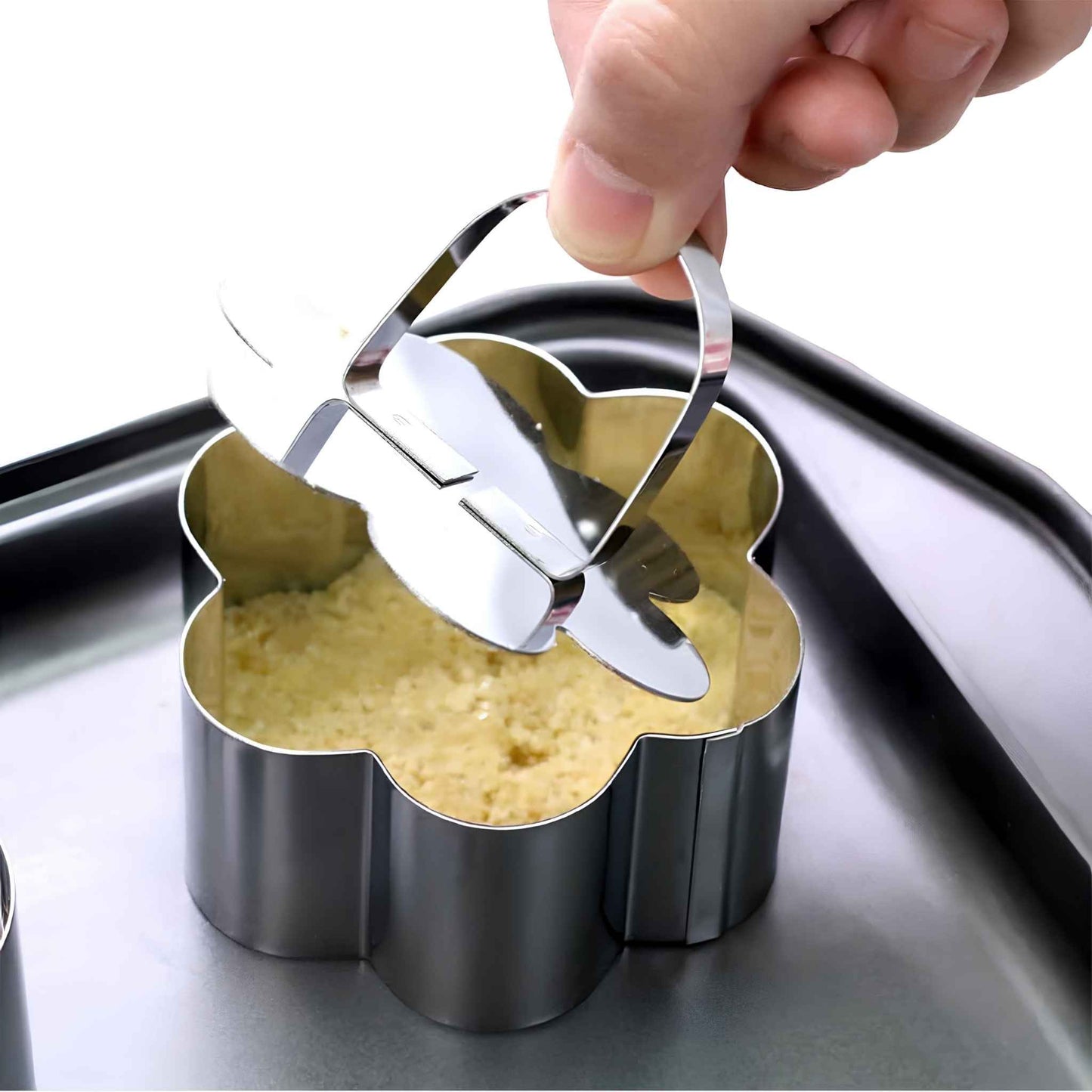 Set of 5 Stainless Steel Cake Ring Molds – 3 Inch Round Dessert Mousse Rings with Pusher & Lifter for Baking, Mousse, Pastry & Plating