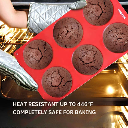 Silicone Whoopie Pie Baking Pans Set of 2 – Non-Stick Muffin Top Mold, Food Grade BPA-Free Silicone, Oven & Dishwasher Safe (6-Cavity)