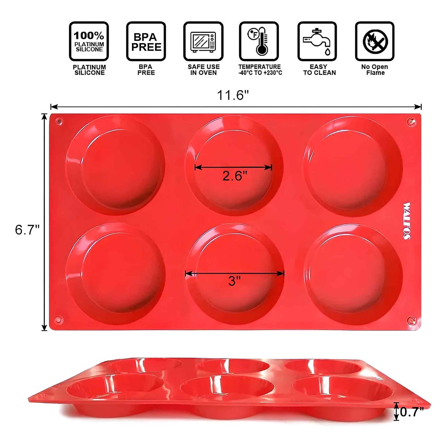 Silicone Whoopie Pie Baking Pans Set of 2 – Non-Stick Muffin Top Mold, Food Grade BPA-Free Silicone, Oven & Dishwasher Safe (6-Cavity)