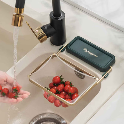 SinkNest™ Triangle Sink Drain Rack – Hanging Suction Cup Strainer Basket for Kitchen Waste, Fruits & Vegetables – Space Saving Sink Organizer