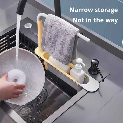 SinkSpace™ 2-in-1 Telescopic Sink Storage Rack – Adjustable Expandable Kitchen Sponge Holder & Sink Organizer