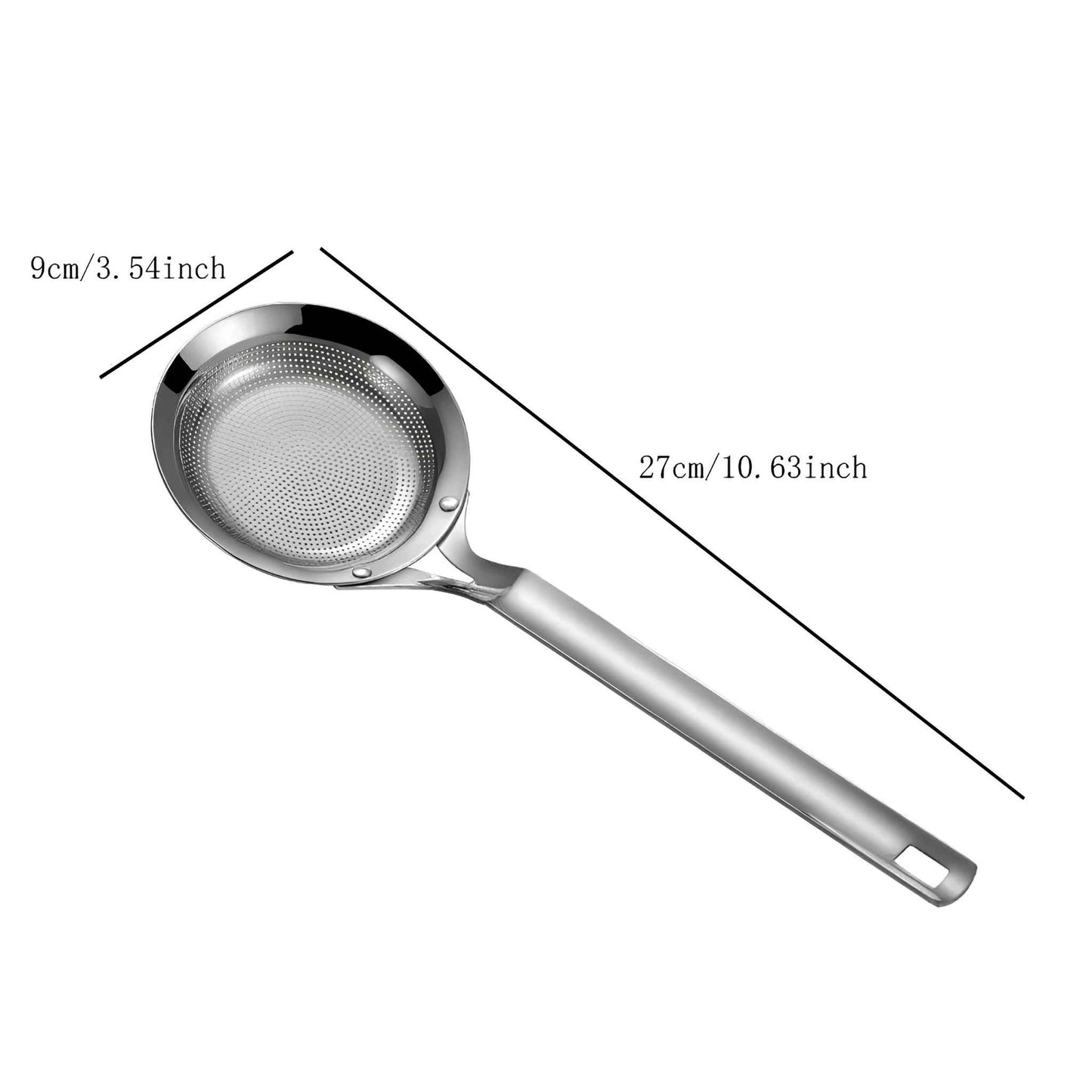 SleekSkim™ Stainless Steel Mesh Strainer – Fine Mesh Skimmer for Oil, Soup & Frying
