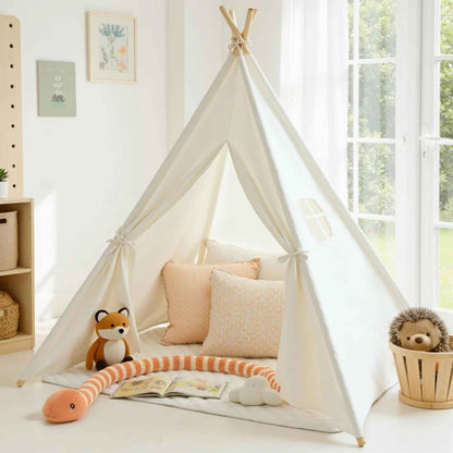 Kids Teepee Tent for Indoor & Outdoor Play – Foldable Canvas Play Tent with Window for Boys & Girls