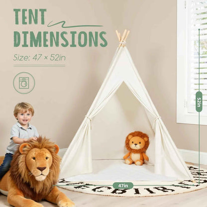 Kids Teepee Tent for Indoor & Outdoor Play – Foldable Canvas Play Tent with Window for Boys & Girls