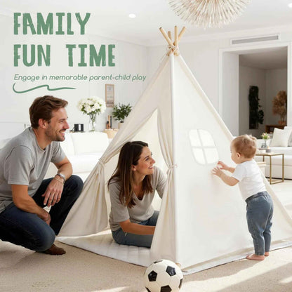 Kids Teepee Tent for Indoor & Outdoor Play – Foldable Canvas Play Tent with Window for Boys & Girls