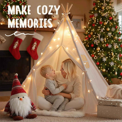 Kids Teepee Tent for Indoor & Outdoor Play – Foldable Canvas Play Tent with Window for Boys & Girls
