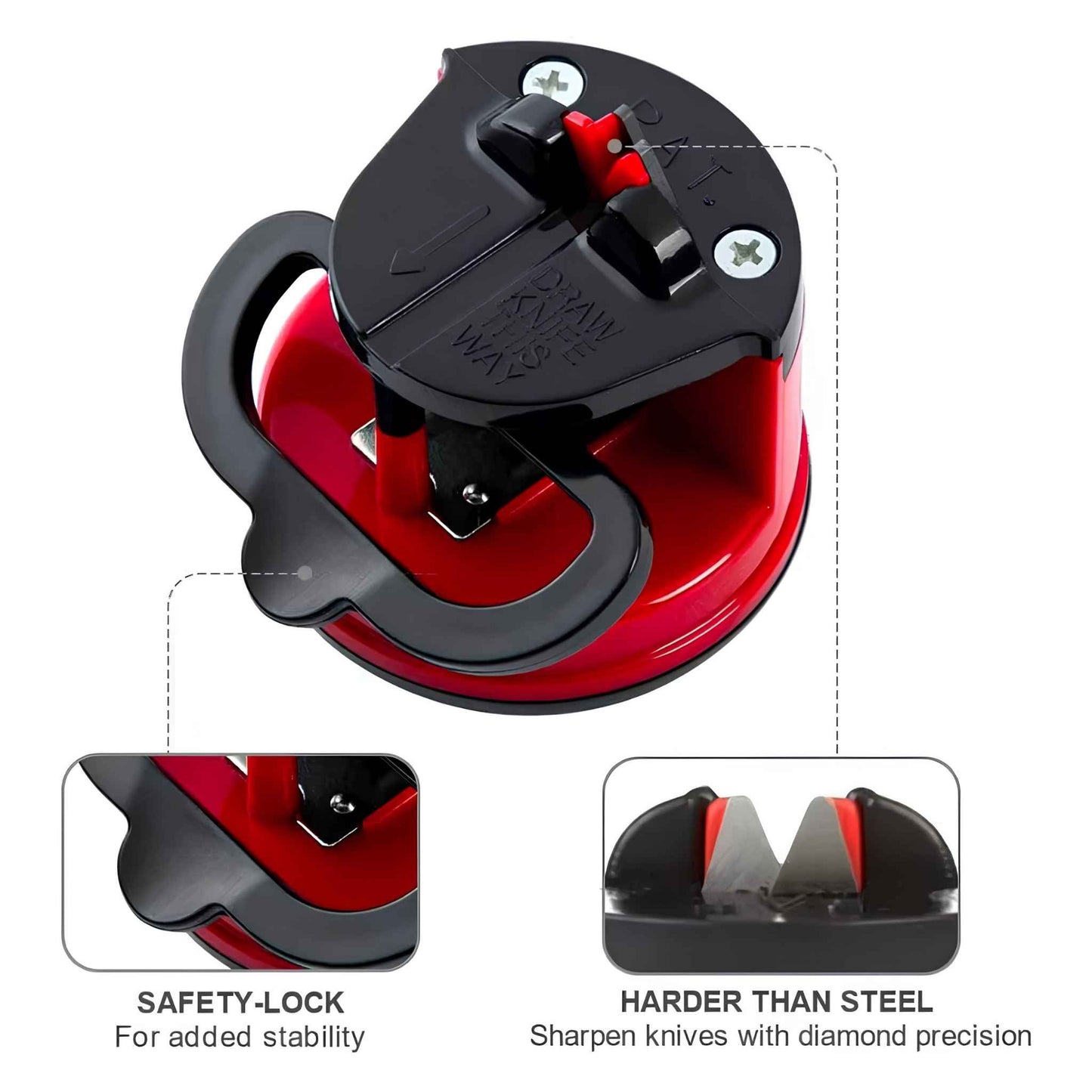 Compact Knife Sharpener with Suction Base – Manual 3-Stage Blade Sharpener Tool for Kitchen Knives, Chef Knives & Scissors