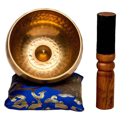 Tibetan Singing Bowl Set – Hand Hammered Lingam Meditation Sound Bowl for Yoga, Chakra Healing, Mindfulness & Stress Relief