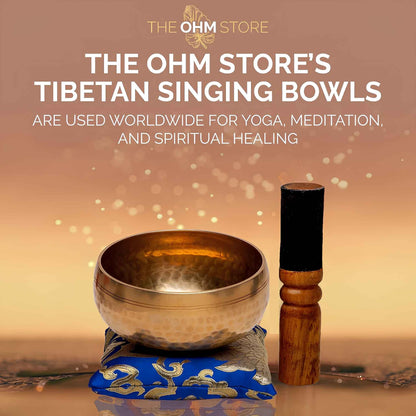 Tibetan Singing Bowl Set – Hand Hammered Lingam Meditation Sound Bowl for Yoga, Chakra Healing, Mindfulness & Stress Relief