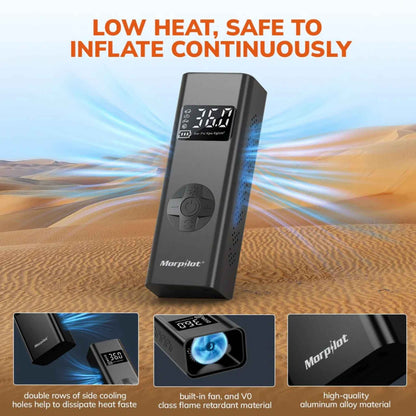 Portable Tire Inflator Air Compressor – 150 PSI Cordless Electric Air Pump with LCD Display, LED Light & 12V DC Power