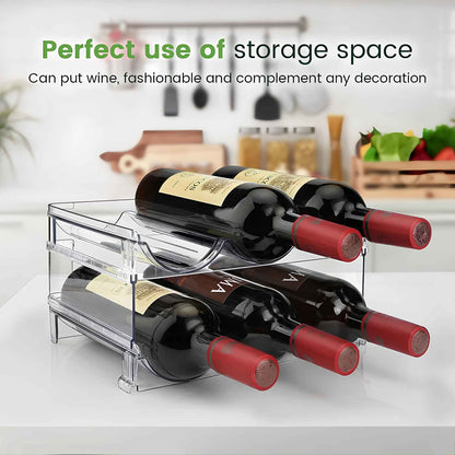 Stackable Water Bottle Organizer for Cabinet – 2 Pack BPA-Free Bottle Storage Rack for Pantry & Refrigerator – Space Saving Kitchen Storage Holder