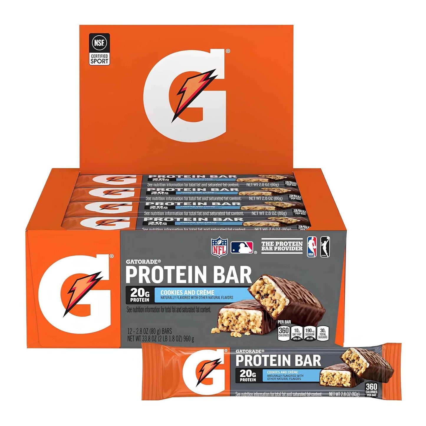 Whey Protein Bars Cookies & Crème – 20g Protein High Protein Snack Bars (Pack of 12) – Post Workout Recovery Energy Bars
