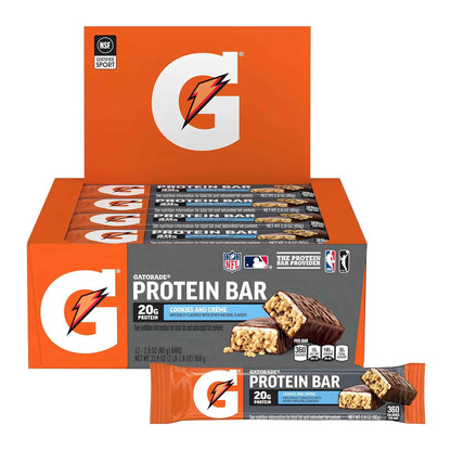 Whey Protein Bars Cookies & Crème – 20g Protein High Protein Snack Bars (Pack of 12) – Post Workout Recovery Energy Bars