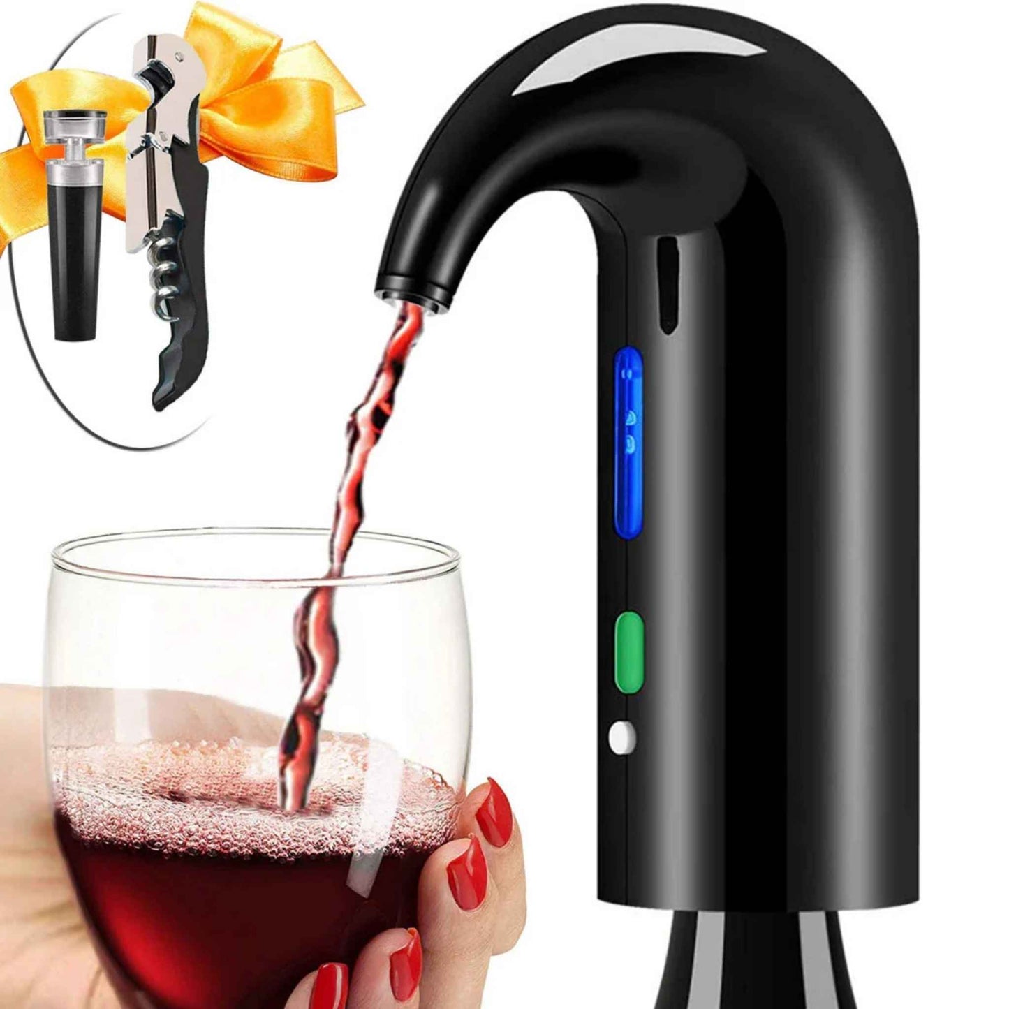 Electric Wine Aerator & Dispenser – One-Touch USB Rechargeable Wine Decanter Pourer