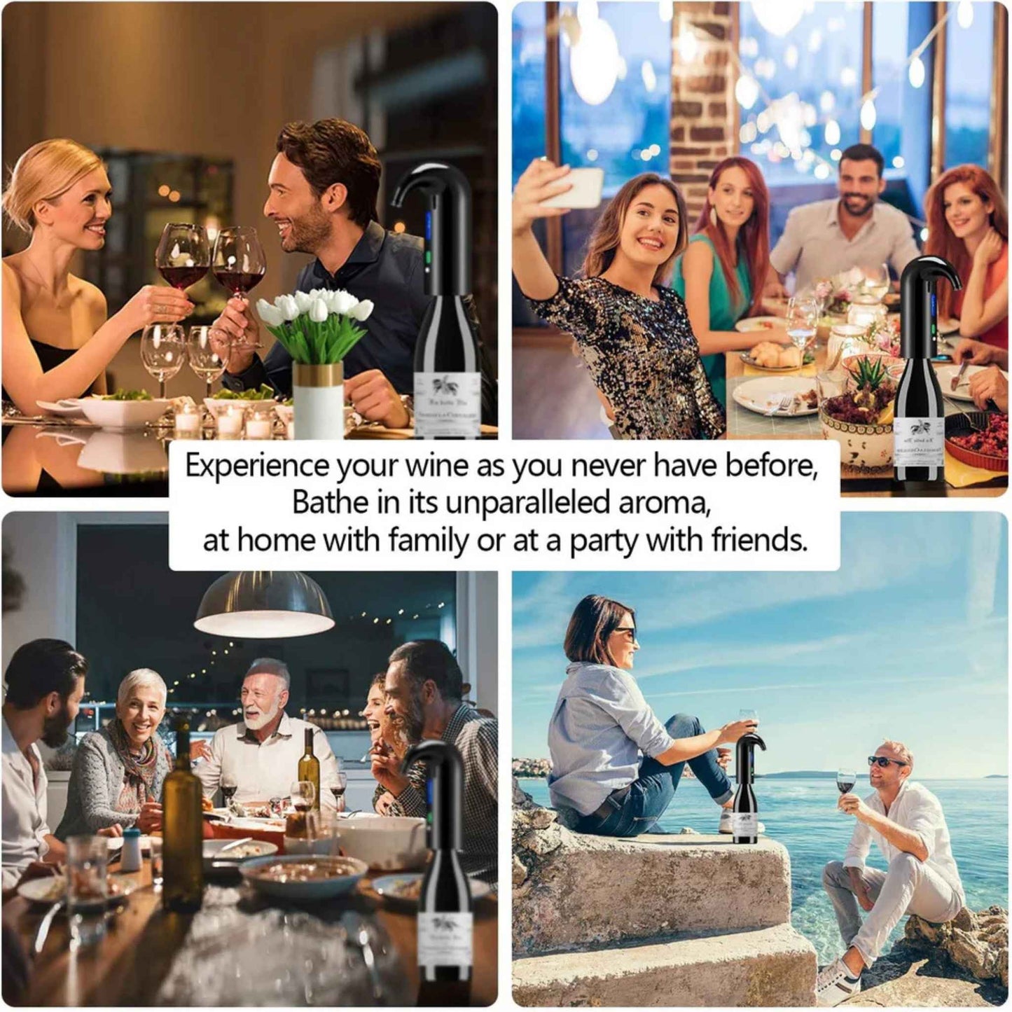 Electric Wine Aerator & Dispenser – One-Touch USB Rechargeable Wine Decanter Pourer