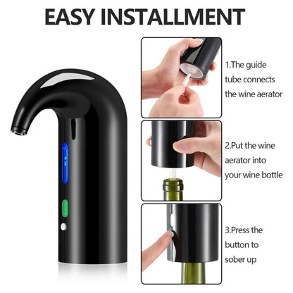 Electric Wine Aerator & Dispenser – One-Touch USB Rechargeable Wine Decanter Pourer
