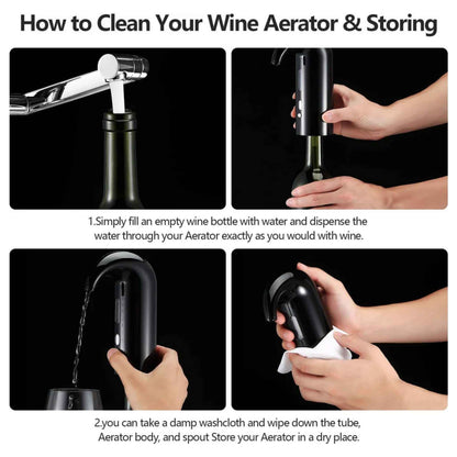 Electric Wine Aerator & Dispenser – One-Touch USB Rechargeable Wine Decanter Pourer