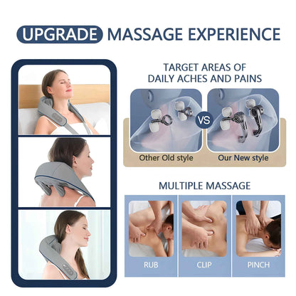 Wireless Neck and Shoulder Massager with Heat – Cordless Trapezius Kneading Massage Shawl